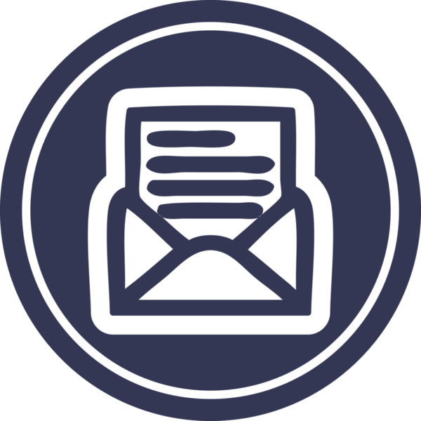 bir insan tarafından çizilmiş zarf harfi dairesel simgesi