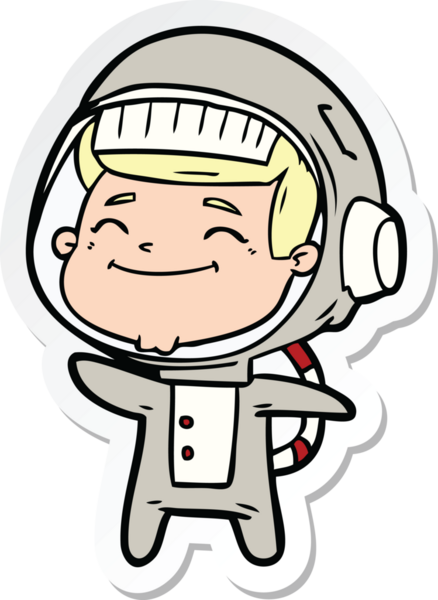 Bir insan tarafından çizilmiş mutlu bir astronotun çıkartması.