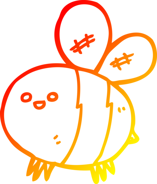 Bir insan tarafından çizilmiş karikatür arısının sıcak çizgi çizimi