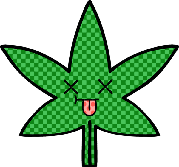 Bir insan tarafından çizilmiş marihuana yaprağının karikatürü.