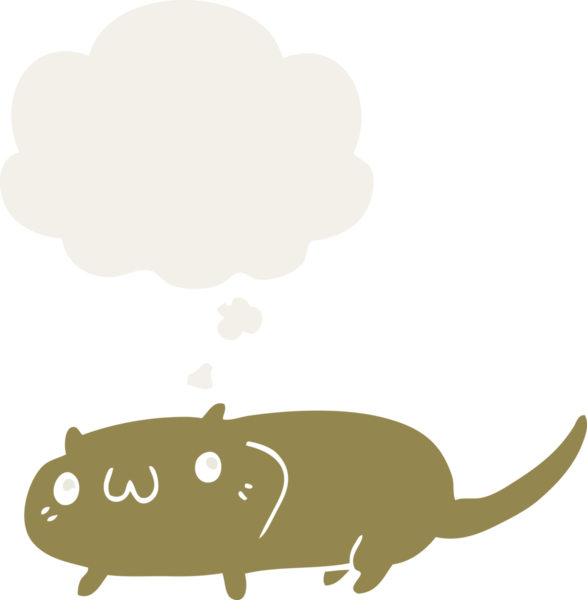 Düşünce baloncuğu olan çizgi film kedisi insan tarafından çizilmiş.