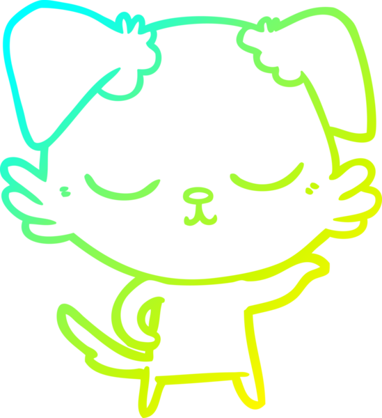 Bir insan tarafından çizilmiş şirin bir çizgi köpeğin soğuk gradyan çizgisi.