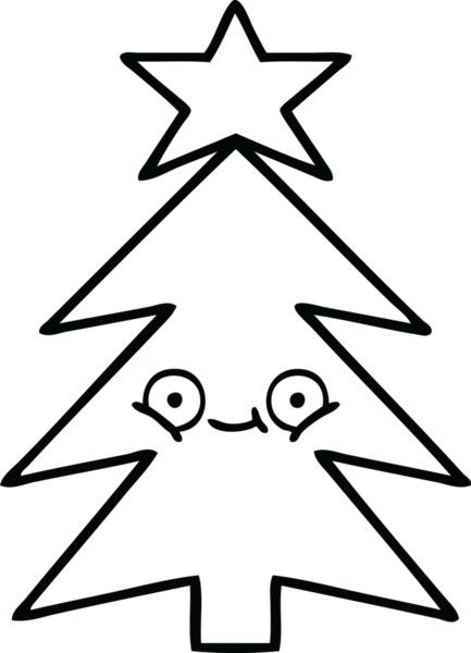 Bir insan tarafından çizilmiş bir noel ağacının çizgi çizimi