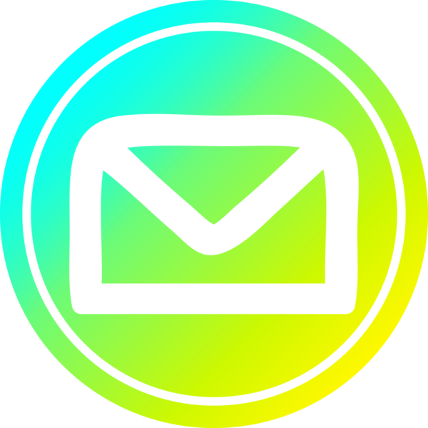 Zarf harfi dairesel simgesi, bir insan tarafından çizilen havalı gradyan bitiş