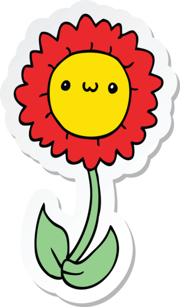 Bir insan tarafından çizilmiş karikatür çiçeğinin çıkartması.