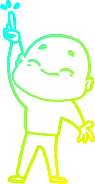 cold gradient line drawing of a cartoon bald man dancing drawn by a human