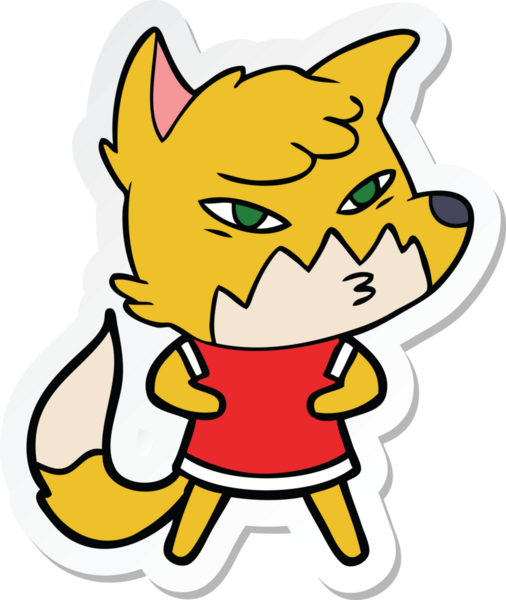 Bir insan tarafından çizilmiş akıllı bir tilkinin çıkartması.