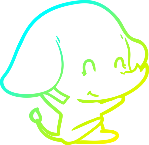 Bir insan tarafından çizilmiş şirin bir filin soğuk gradyan çizgisi