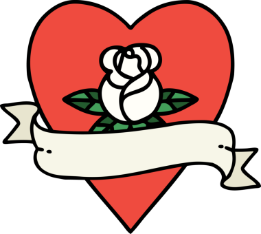 Bir insan tarafından çizilmiş kalp şeklinde geleneksel bir dövme.