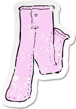 Bir insan tarafından çizilmiş pembe bir pantolonun gerilimli çıkartması.