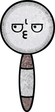 Bir insan tarafından çizilmiş bir büyüteçin retro grunge desen karikatürü