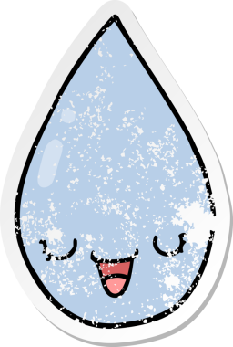 Bir insan tarafından çizilmiş karikatür yağmur damlasının sıkıntılı etiketi
