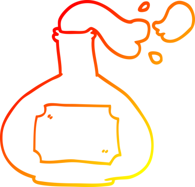 warm gradient line drawing of a cartoon smoking potion drawn by a human