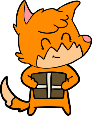 Bir insan tarafından çizilmiş, çizgi film dostu tilki.