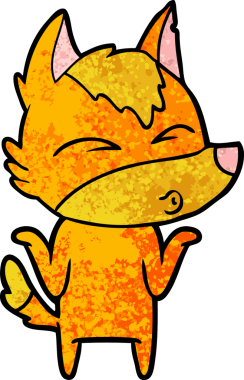 Bir insan tarafından çizilmiş tilki çizgi film karakteri