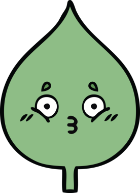 Bir insan tarafından çizilmiş dışavurumsal yaprağın sevimli karikatürü.