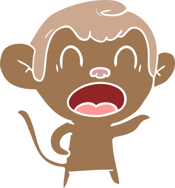 Bir insan tarafından çizilmiş düz renkli çizgi film maymunu