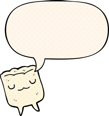 Çizgi roman tarzında konuşma baloncuğu olan çizgi film dişleri bir insan tarafından çizildi.