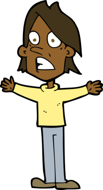 Bir insan tarafından çizilmiş korkmuş bir adam.