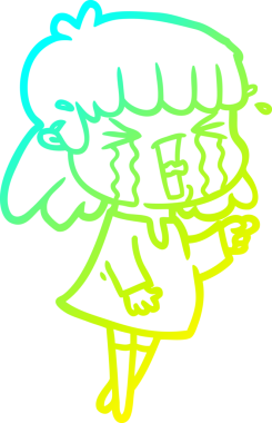 Bir insan tarafından çizilmiş göz yaşları içinde bir çizgi film kadını çizimi.