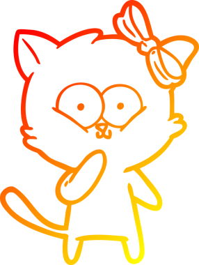 Bir insan tarafından çizilmiş çizgi film kedisinin sıcak çizgi çizimi