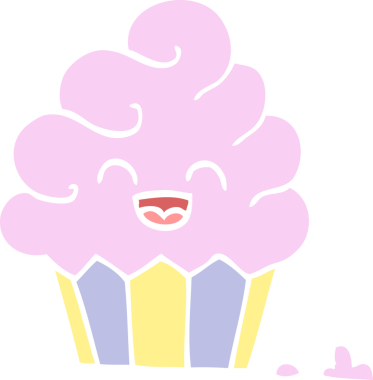 Bir insan tarafından çizilmiş düz renkli resimli kek.