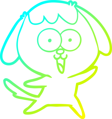 Bir insan tarafından çizilmiş şirin bir çizgi köpeğin soğuk gradyan çizgisi.