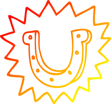 Bir insan tarafından çizilmiş şanslı at nalı çizgi çizimi.