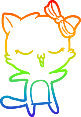 Gökkuşağı gradyan çizgi çizimi bir insan tarafından çizilmiş bir çizgi film kedisi.