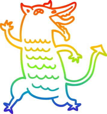 Bir insan tarafından çizilmiş bir ortaçağ iblisinin çizdiği gökkuşağı gradyanı çizimi