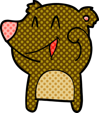 Bir insan tarafından çizilmiş gülen ayı çizgi filmi.