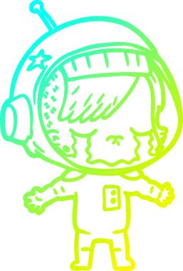 Bir insan tarafından çizilmiş ağlayan astronot bir kızın soğuk gradyan çizimi