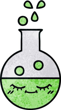 Bir insan tarafından çizilmiş bir test tüpünün retro grunge desen karikatürü