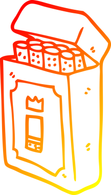 Bir insan tarafından çizilmiş bir paket sigaranın sıcak çizgi çizimi