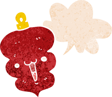 Karikatür noel süslemesi, bir insan tarafından çizilmiş grunge, sıkıntılı retro tarzı konuşma baloncuğuyla süslenebilir.