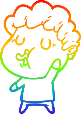 Gökkuşağı gradyan çizimi bir insan tarafından çizilmiş bir çizgi film karakteri.