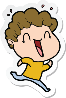 Bir insan tarafından çizilmiş mutlu bir adamın çıkartması.