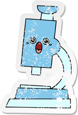 Bir insan tarafından çizilmiş sevimli bir mikroskobun sıkıntılı çıkartması.