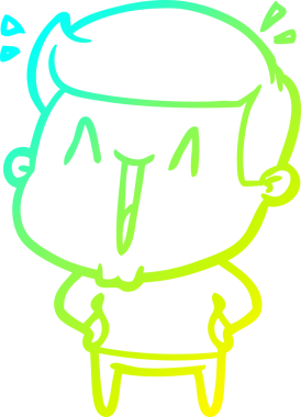 Bir insan tarafından çizilmiş, heyecanlı bir çizgi film çizimi.