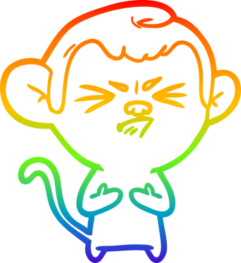 Gökkuşağı gradyan çizgi çizimi bir insan tarafından çizilmiş sinir bozucu bir maymun