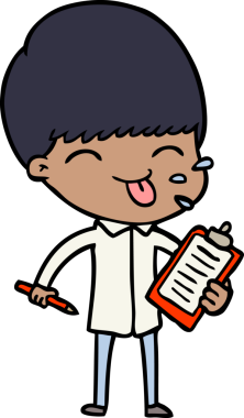 Çizgi film satıcısı bir insan tarafından çizilmiş dili dışarı çıkarıyor.