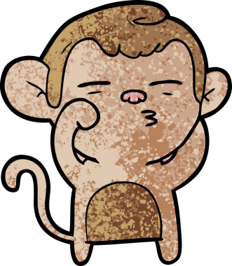 bir insan tarafından çizilmiş şüpheli maymun çizgi filmi