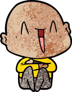 Bir insan tarafından çizilmiş mutlu, kel adam.