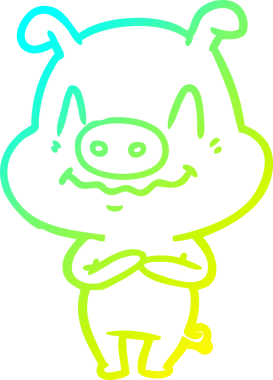 Bir insan tarafından çizilmiş bir domuz çizgi filminin soğuk gradyanı.