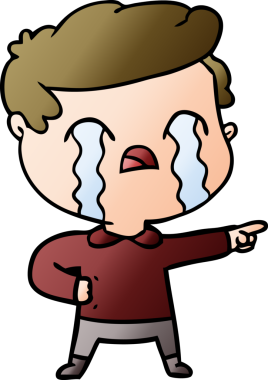 Bir insan tarafından çizilmiş ağlayan çizgi film adamı.