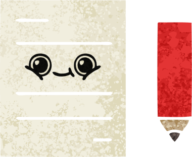 Bir insan tarafından çizilmiş bir test kağıdının retro çizim stili karikatürü