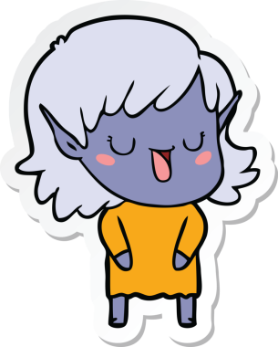 Bir insan tarafından çizilmiş bir elf kızının çıkartması.