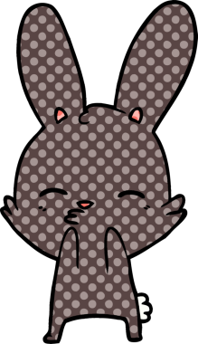 Bir insan tarafından çizilmiş meraklı tavşan çizgi filmi.