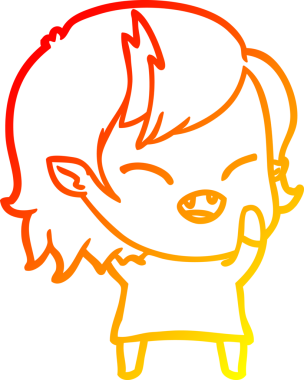 Bir insan tarafından çizilmiş gülen vampir kız çizgi filmi.