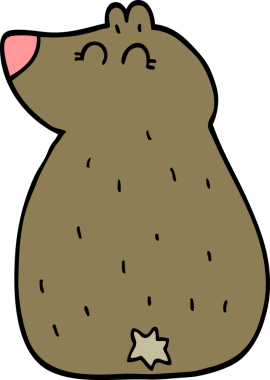 Bir insan tarafından çizilmiş sevimli çizgi film ayısı.